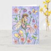 母とベビー妖精グリーティングカード カード (黄色い花)