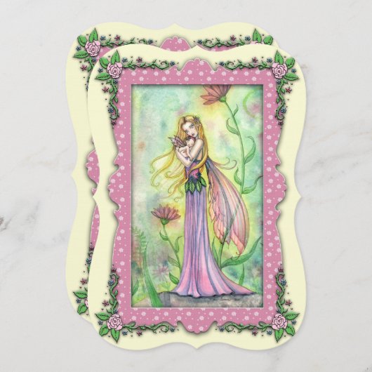 母とベビー妖精ベビーシャワー招待状 招待状 (正面/裏面)