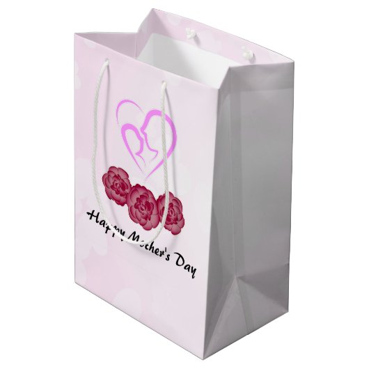 母とベビー子カーネーション母の日 ミディアムペーパーバッグ (裏面アングル)