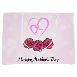 母とベビー子カーネーション母の日 ラージペーパーバッグ