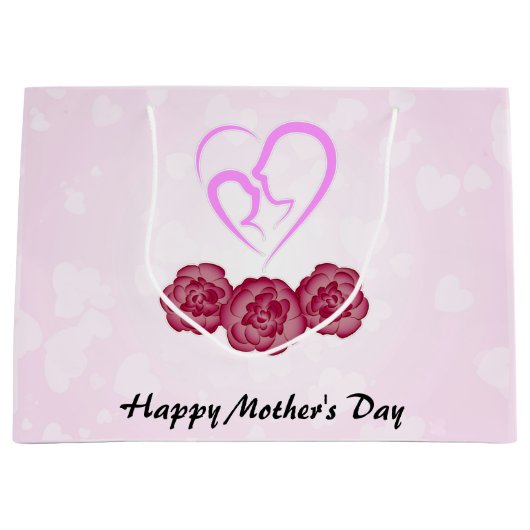 母とベビー子カーネーション母の日 ラージペーパーバッグ (正面)