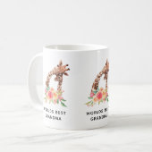 母とベビー水色キリン世界おばあちゃん最高のおばあちゃん コーヒーマグカップ (正面左)