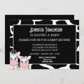 母とベビー牛プリントベビーシャワー招待状 招待状 (正面/裏面)