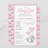 母とベビー猫とハート招待状 招待状 (正面/裏面)