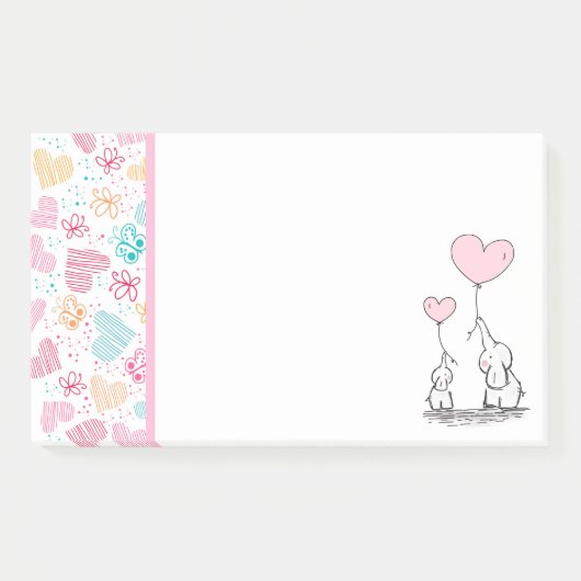 母とベビー象とハート ポストイット (正面)