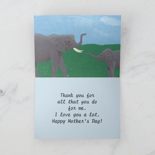 母とベビー象の母の日のカード カード (内部)