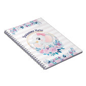 母とベビー象ピンク赤面花リース ノートブック (右側)