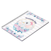 母とベビー象ピンク赤面花リース ノートブック (左側)