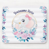 母とベビー象ピンク赤面花リース マウスパッド (正面)