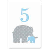母とベビー象ボーイシャワーブルーとグレー テーブルナンバー (裏面)