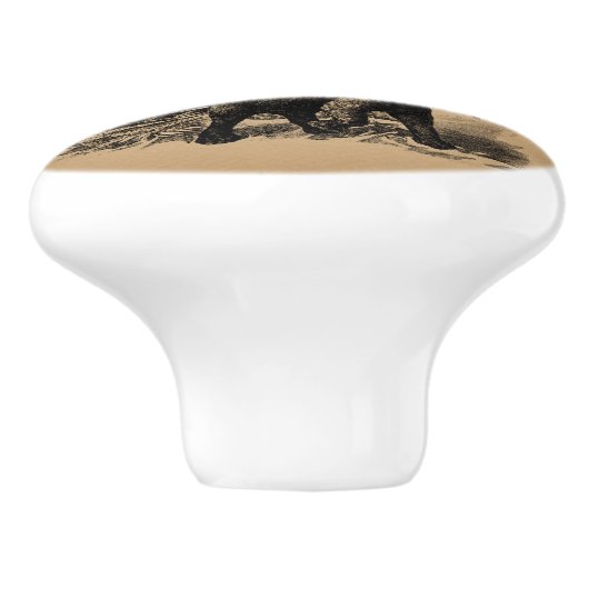 母とベビー象ヴィンテージアート セラミックノブ (側面)