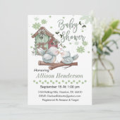 母とベビー鳥の赤ちゃんシャワー付き鳥小屋 招待状 (スタンド正面)