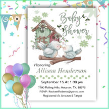 母とベビー鳥の赤ちゃんシャワー付き鳥小屋