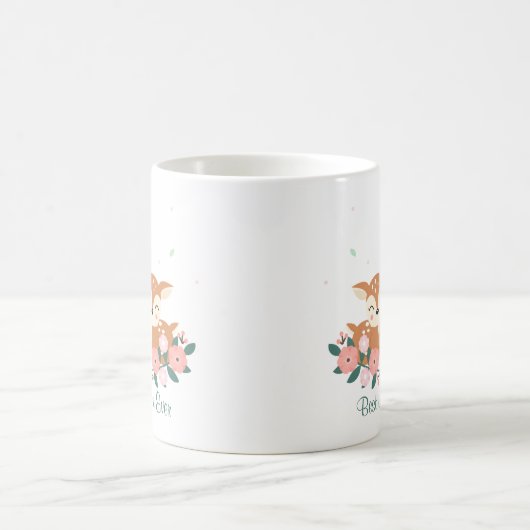 母とベビー鹿の母の日 コーヒーマグカップ (中央)
