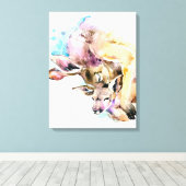 母とベビー鹿、鹿ファミリーギフト、ドーおもしろいター キャンバスプリント (インサイチュ (ウッドフロア))