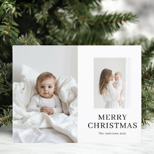 母とベビー2枚の写真クリスマス ポストカード