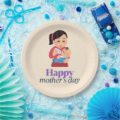 母とベビー、幸せな母の日 ペーパープレート (パーティー)
