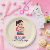 母とベビー、幸せな母の日 ペーパープレート (パーティー)