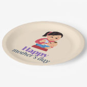 母とベビー、幸せな母の日 ペーパープレート (アングル)