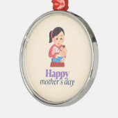 母とベビー、幸せな母の日 メタルオーナメント (左)