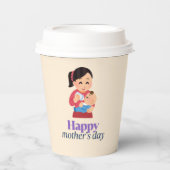母とベビー、幸せな母の日 紙コップ (正面)