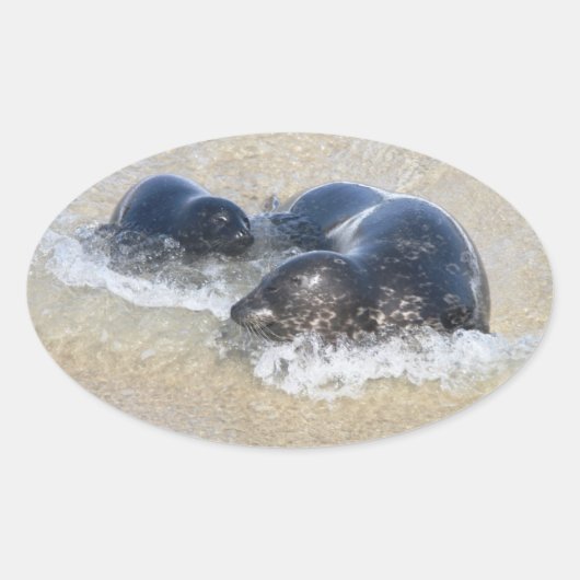 母とベビー 楕円形シール (正面)