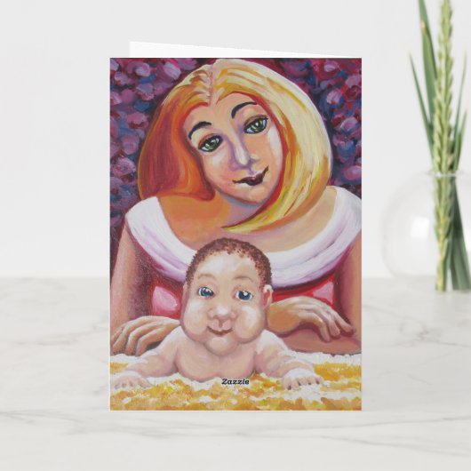 母とベビー – 母の日 カード (裏面)