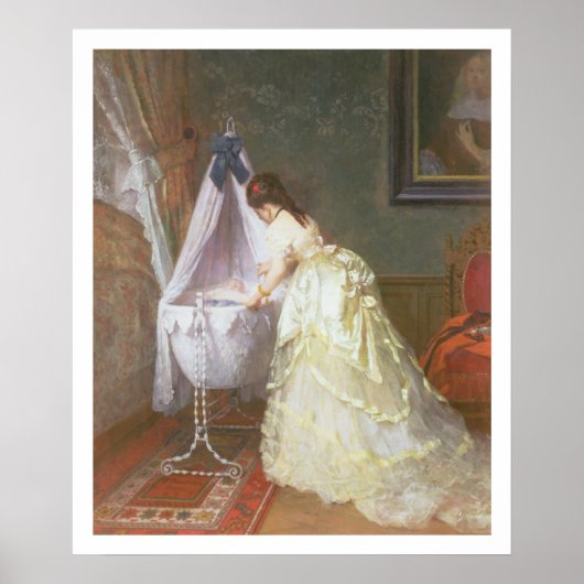 母とベビー, 1869 (油パネル) ポスター (正面)