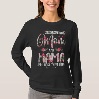 母とママかわいい花ママという2つのタイトルがある Tシャツ