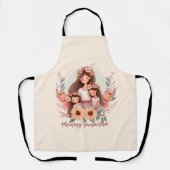 母と二人の娘がフローラフレームに エプロン (正面)