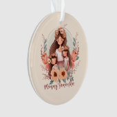 母と二人の娘がフローラフレームに オーナメント (正面)