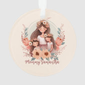 母と二人の娘がフローラフレームに オーナメント (裏面)