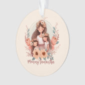 母と二人の娘がフローラフレームに オーナメント (正面)