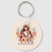 母と二人の娘がフローラフレームに キーホルダー (裏面)