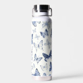 母と友人のための青い蝶のギフトカスタム ウォーターボトル (背面)