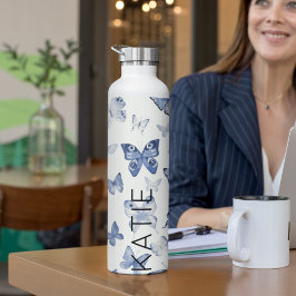 母と友人のための青い蝶のギフトカスタム ウォーターボトル