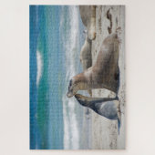 母と可愛いベビーアシカビーチ1014個 ジグソーパズル (縦)