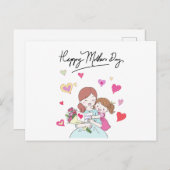 母と娘が元気で幸せな母の日 ポストカード (正面/裏面)