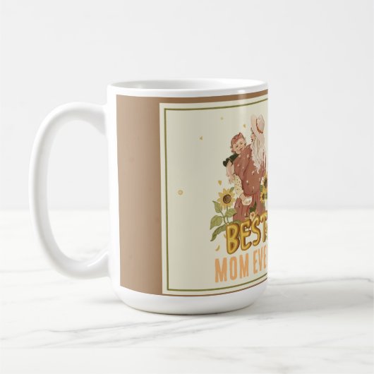 「母と娘が薄花の中に入った坊ほ コーヒーマグカップ (左)