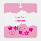 母と娘のために永遠にピンク メタルオーナメント (裏面)