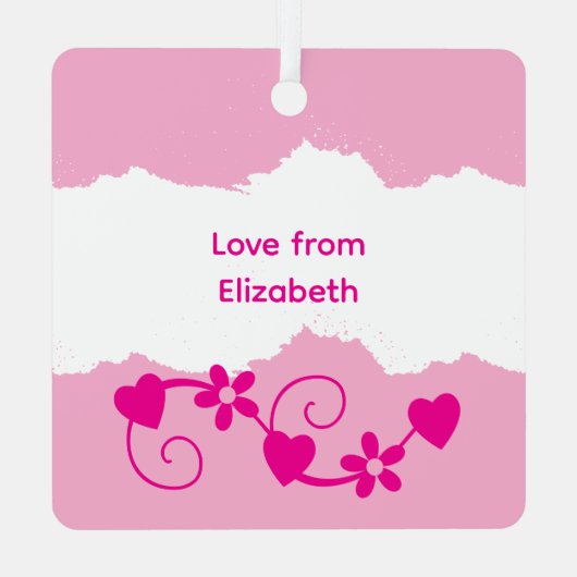 母と娘のために永遠にピンク メタルオーナメント (裏面)