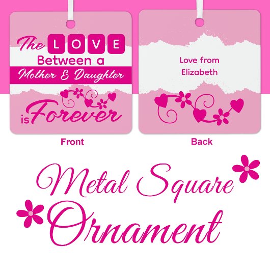 母と娘のために永遠にピンク メタルオーナメント