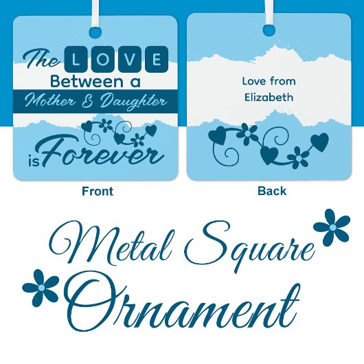 母と娘のために永遠に青 メタルオーナメント