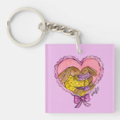 母と娘のウサギのパーティーがキーチェーンを好む キーホルダー (正面)