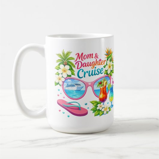 母と娘のクルーズ 熱帯休暇 コーヒーマグカップ (左)