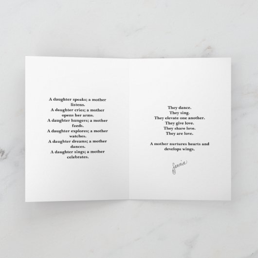 母と娘のグリーティングカード カード (内部)