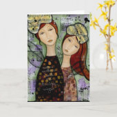 母と娘のグリーティングカード カード (黄色い花)