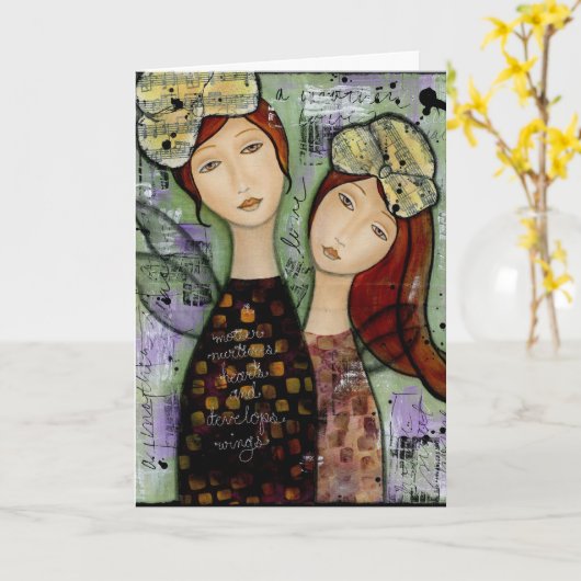 母と娘のグリーティングカード カード (黄色い花)