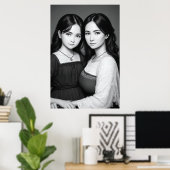 母と娘のポートレート | AI Art ポスター (ホームオフィス)