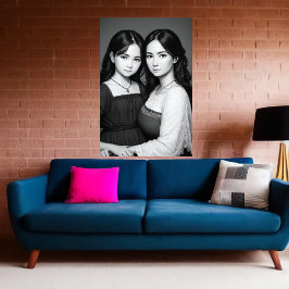 母と娘のポートレート | AI Art ポスター